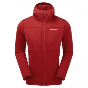 Dark Red Men's Montane Fury XT Hooded Fleece Jackets | DEF1009SC