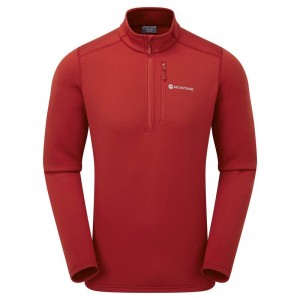 Dark Red Men's Montane Fury Zip Pull-On Fleece | MDS8348PN