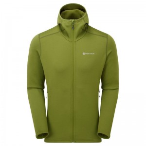 Green Men's Montane Fury Hooded Fleece Jackets | PFX2613WX