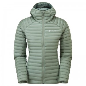 Grey Green Women's Montane Anti-Freeze Lite Hooded Down Jackets | ROA8495TB