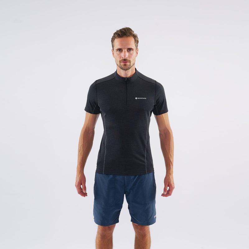 Black Men's Montane Dart Zip T Shirts | TWK6876UR
