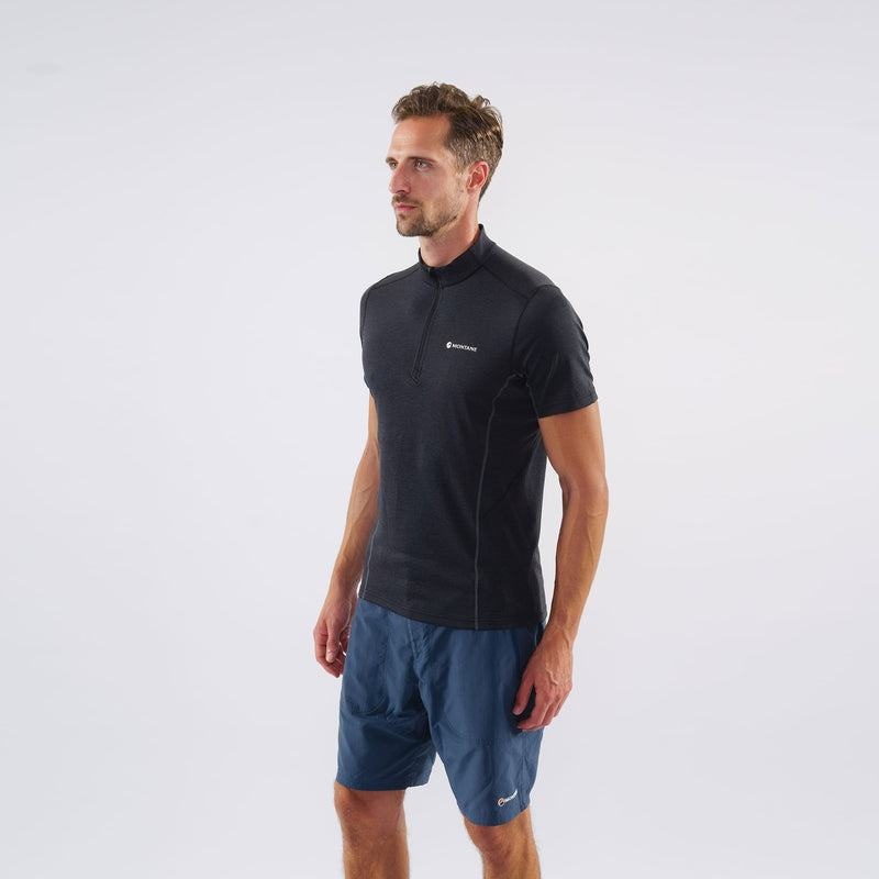 Black Men's Montane Dart Zip T Shirts | TWK6876UR