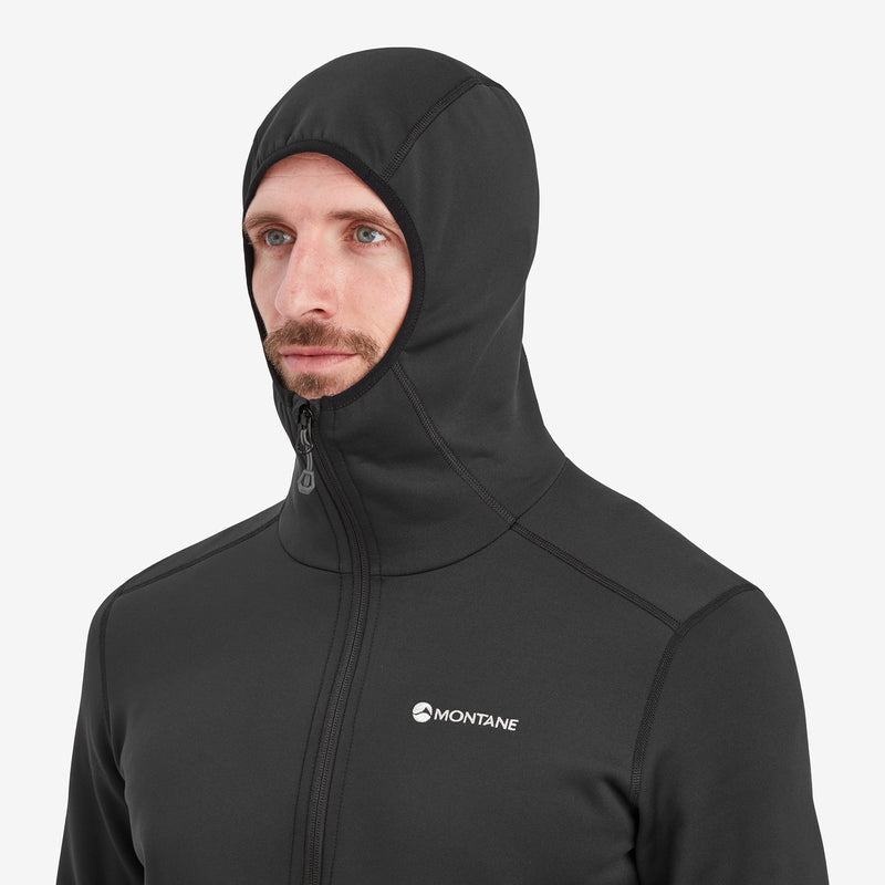Black Men's Montane Fury Hooded Fleece Jackets | HQK5925FJ