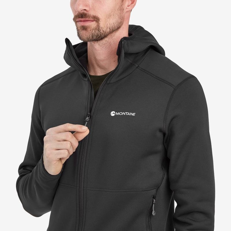 Black Men's Montane Fury Hooded Fleece Jackets | HQK5925FJ
