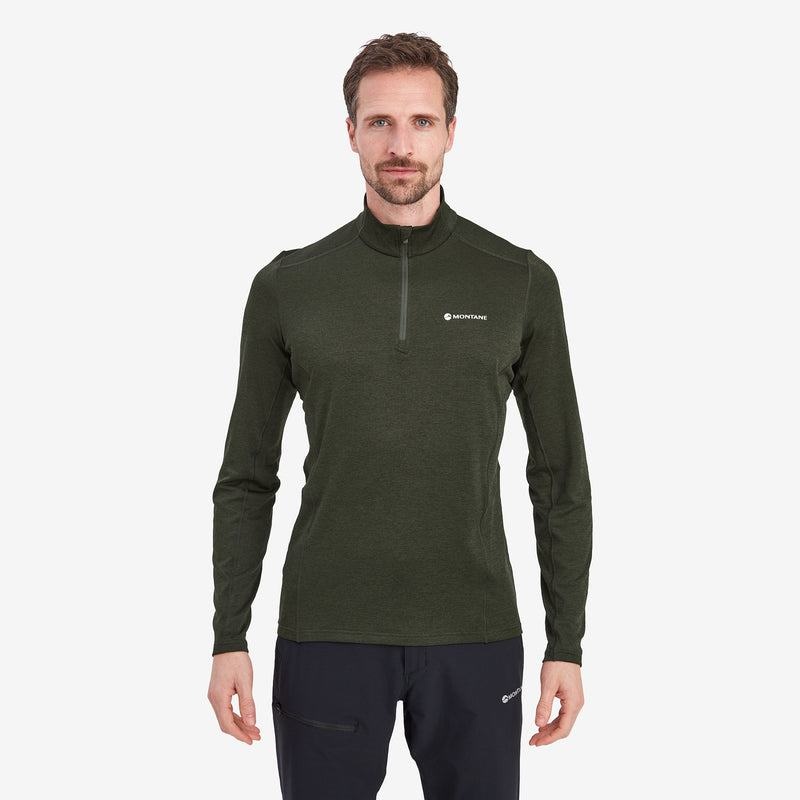 Dark Green Men's Montane Dart Zip Neck T Shirts | ASI1734TN