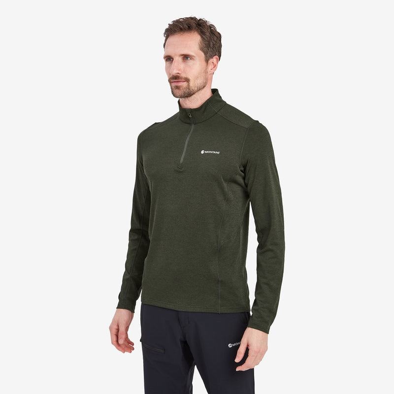 Dark Green Men's Montane Dart Zip Neck T Shirts | ASI1734TN