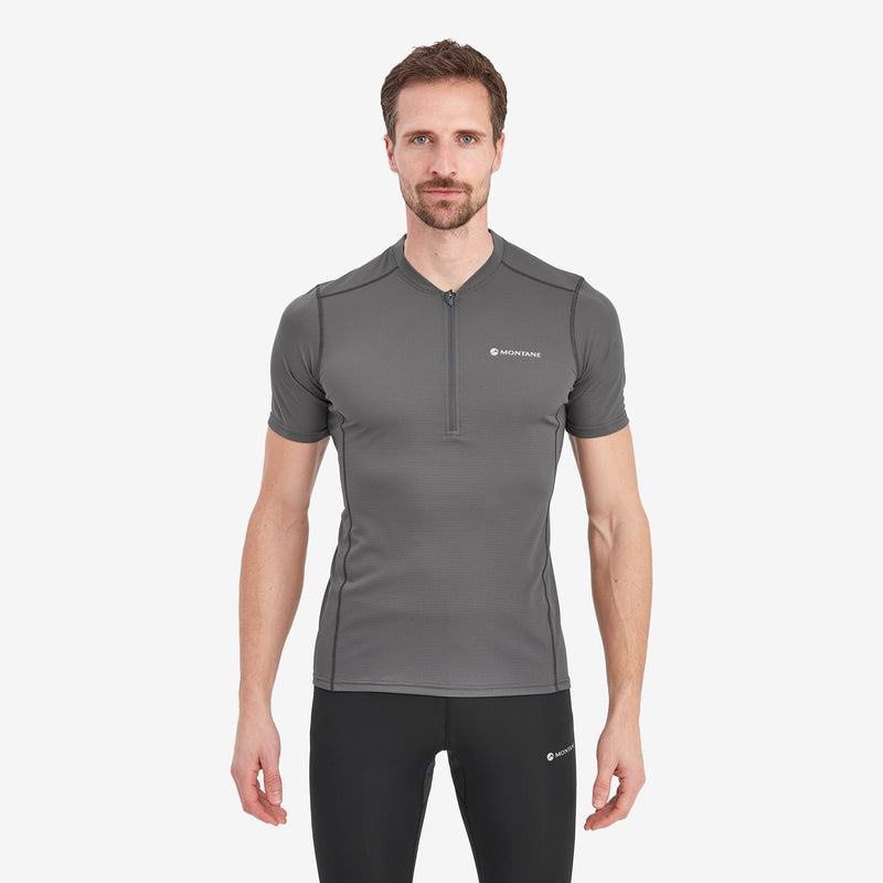 Dark Grey Men's Montane Dart Nano Zip T Shirts | WFM7956IX
