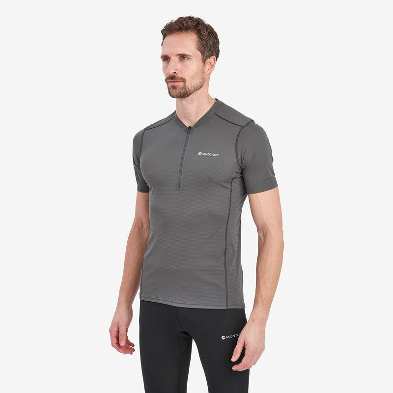Dark Grey Men's Montane Dart Nano Zip T Shirts | WFM7956IX