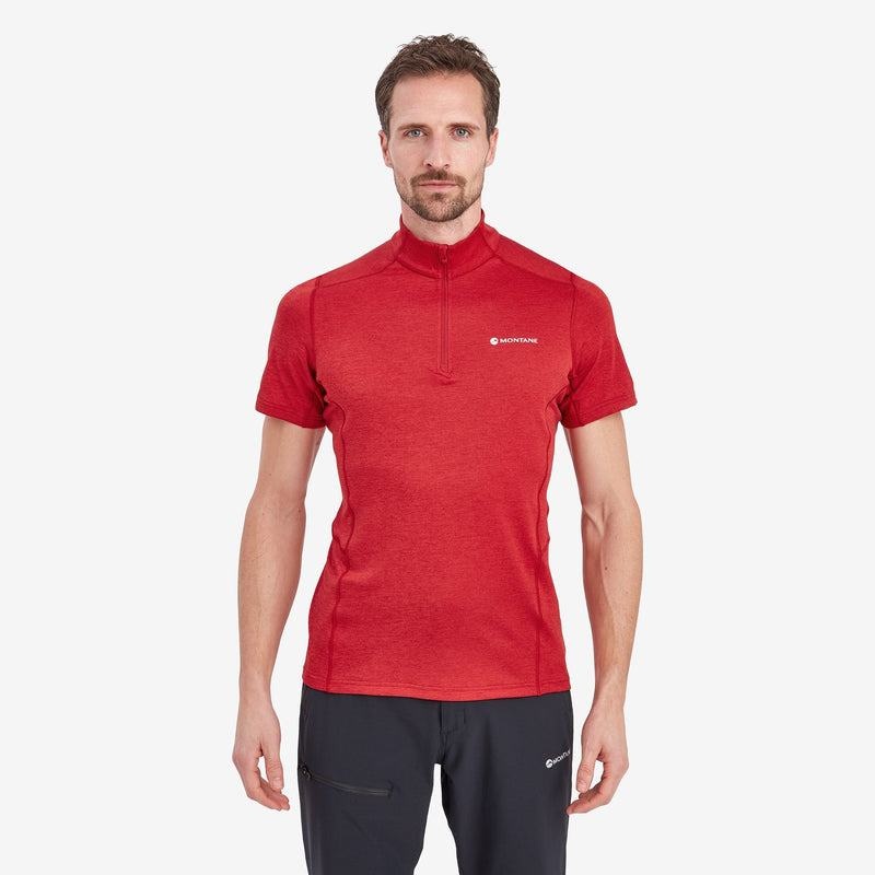 Dark Red Men's Montane Dart Zip T Shirts | FWT7679ME